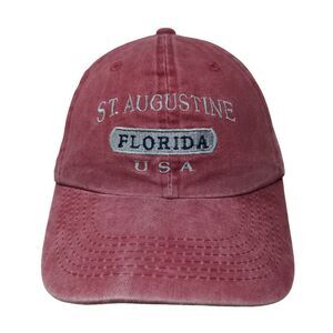 St. Augustine Florida USA Slideback Hat Red One Size Embroidered Sunkiss Kap